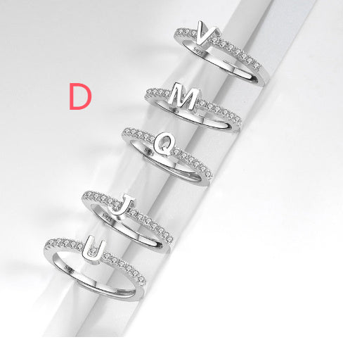 S925 Sterling Silver New Style Micro-inlaid Letters Ring