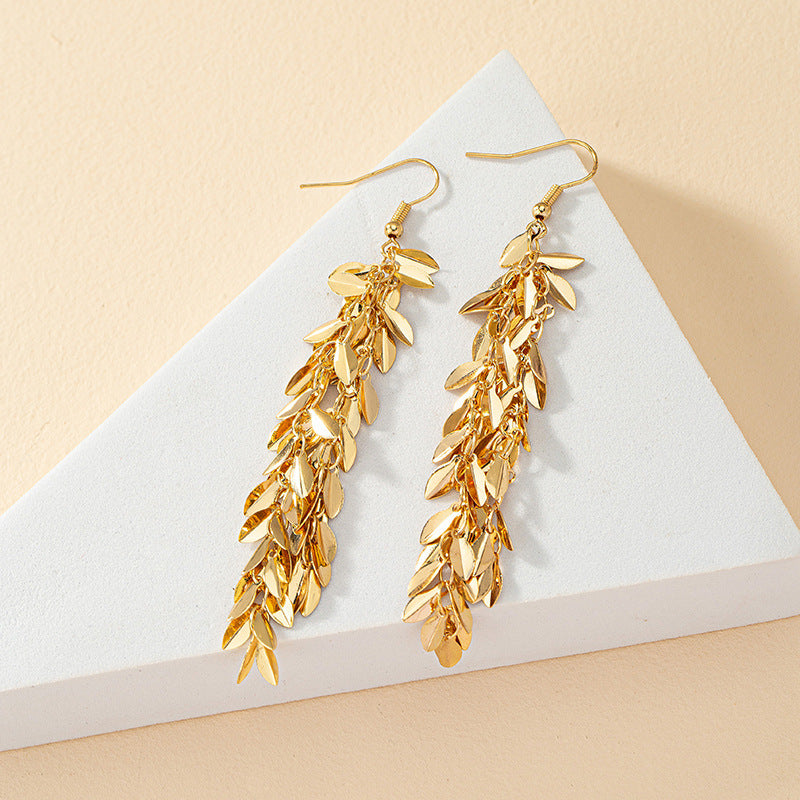 Alloy Leaf-shaped Earring Light Luxury Ins Advanced Sense