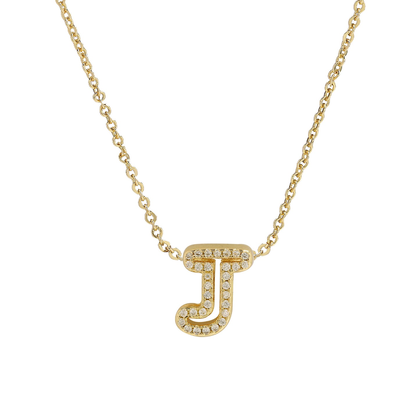 Brass 18K Inlaid Zirconium 26 English Small Letters Pendant Necklace