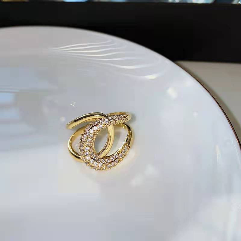 80+designe Double Layer Zircon Female Simple Ring Opening