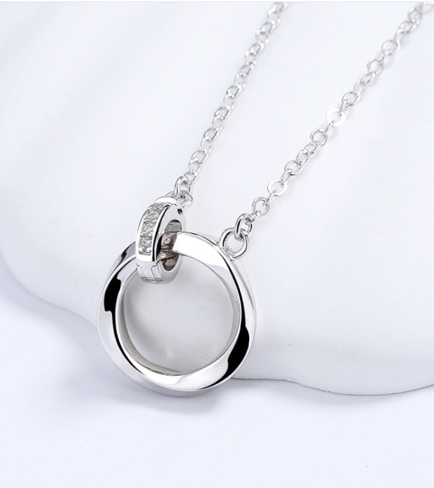 Sterling Silver Mobius Double Ring Necklace Couples