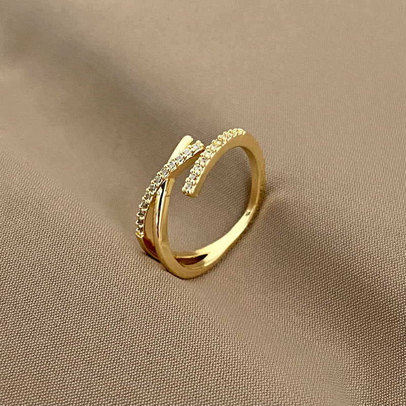 80+designe Double Layer Zircon Female Simple Ring Opening