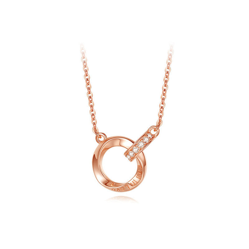 Sterling Silver Mobius Double Ring Necklace Couples