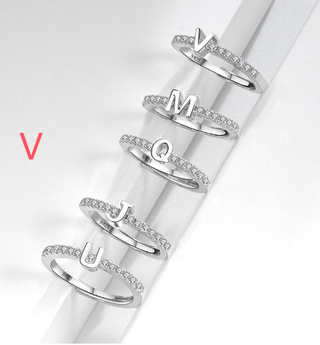 S925 Sterling Silver New Style Micro-inlaid Letters Ring