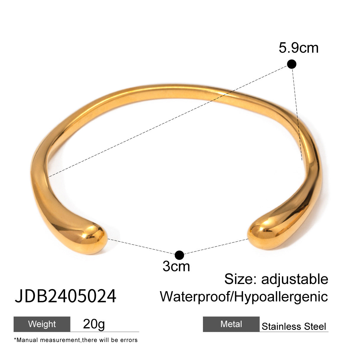 Irregular 18K Gold Stainless Steel Bracelet