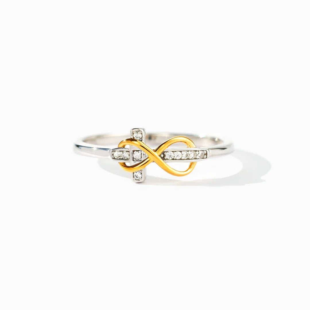 S925 Sterling Silver Infinite Cross Electroplated Two-color Ring