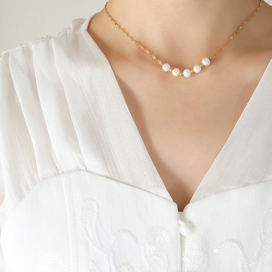 Fashion Personality Artificial Pearl Pendant Necklace French Style