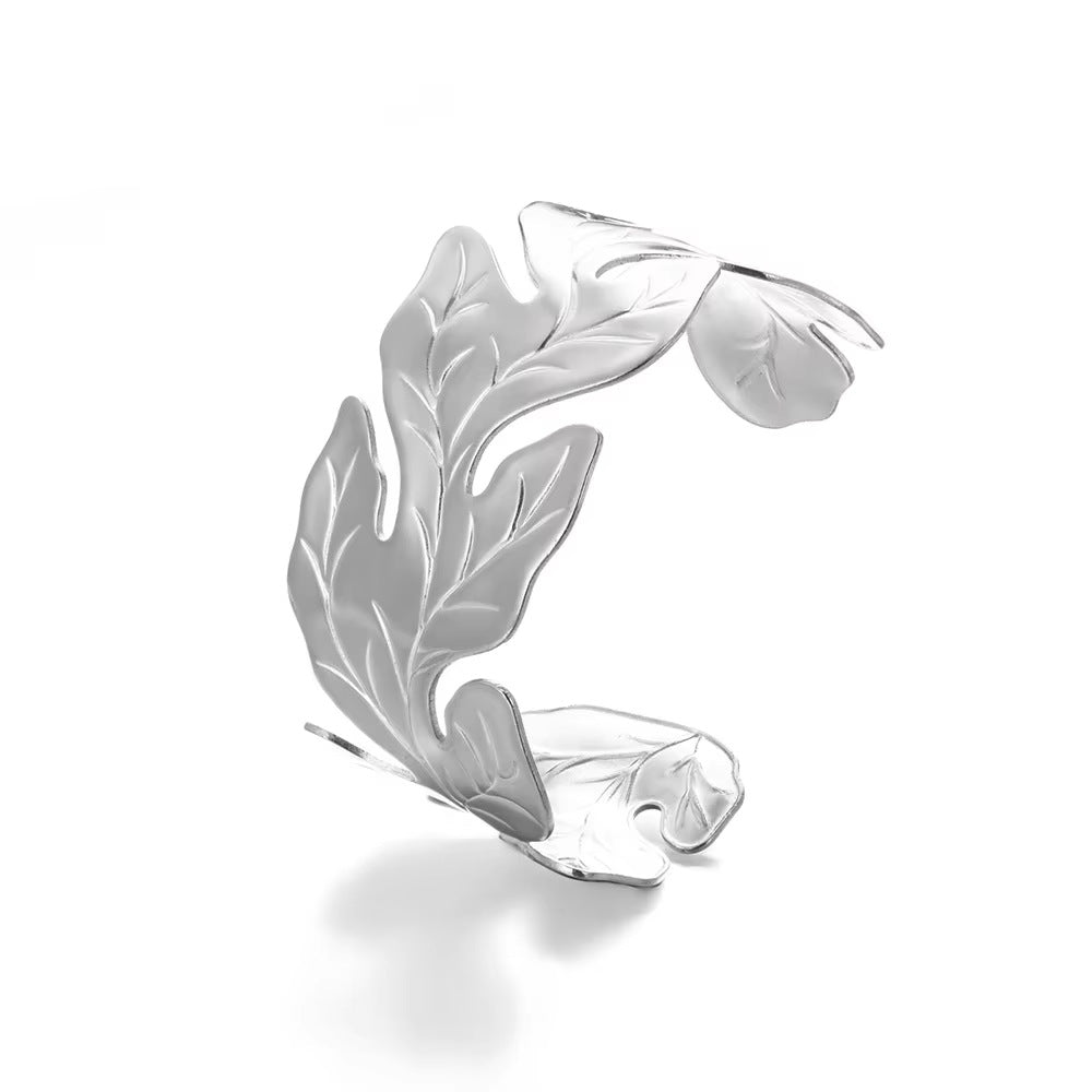 Female Fashion Hollowed-out Flower Stainless Steel Open-ended Bracelet