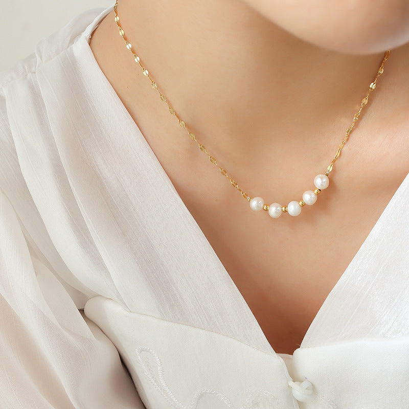 Fashion Personality Artificial Pearl Pendant Necklace French Style