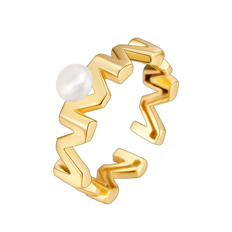 Sterling Silver Pearl Eardrop Frame Women's Ring