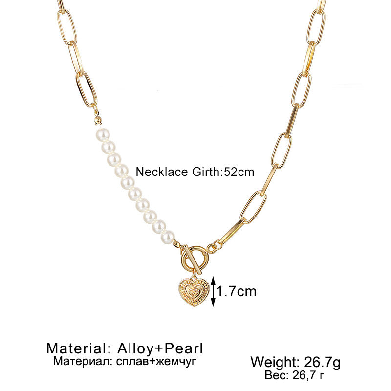 Ins Fairy Temperamental Pearl Love Necklace