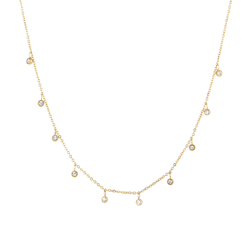 Electroplated 18K Gold Color Zircon Water Drops Necklace