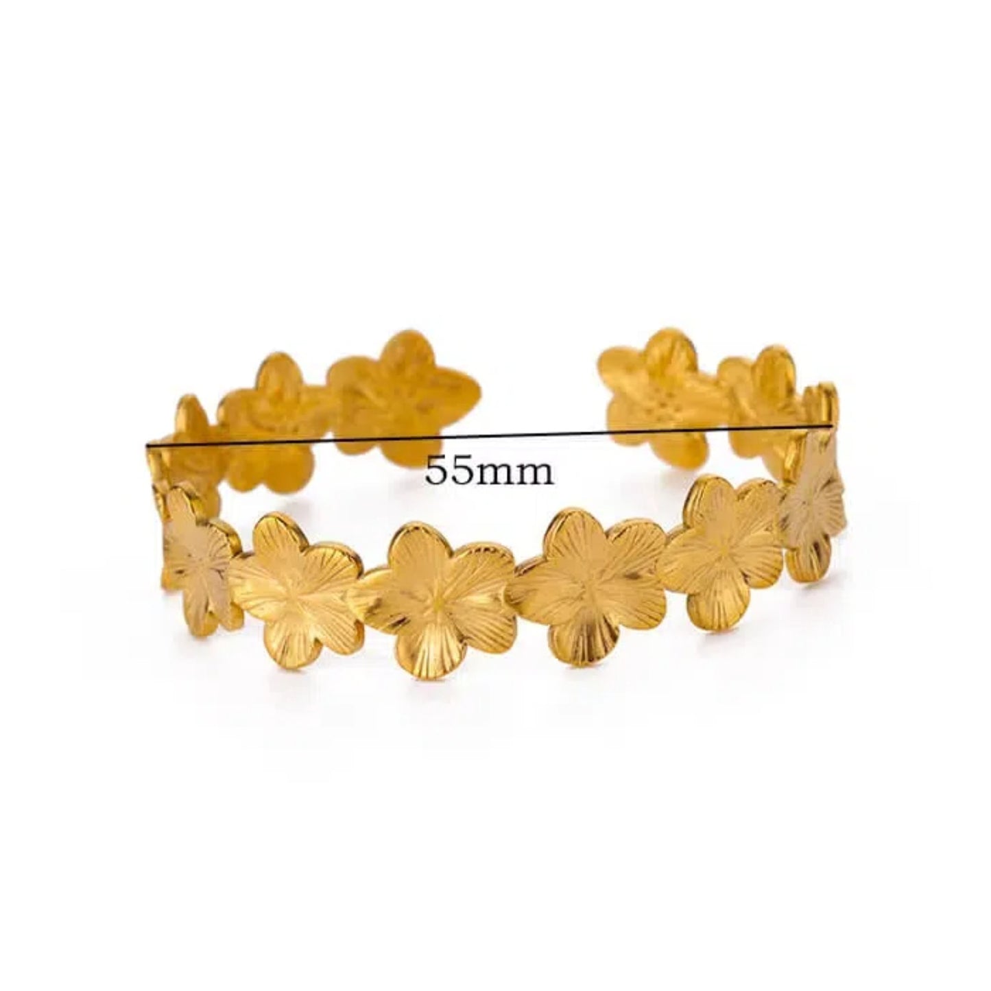 Female Fashion Hollowed-out Flower Stainless Steel Open-ended Bracelet