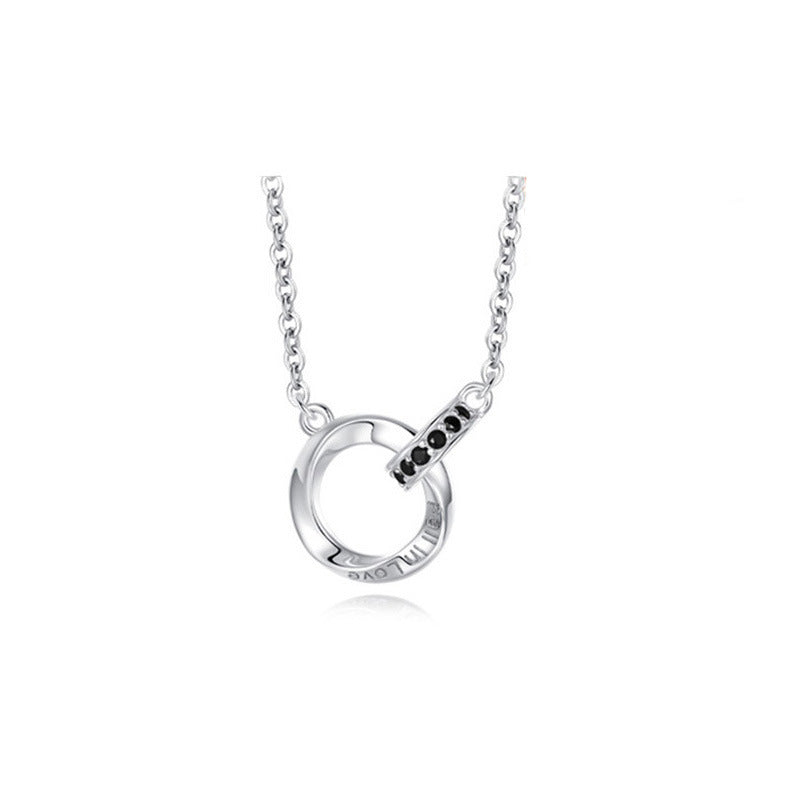 Sterling Silver Mobius Double Ring Necklace Couples