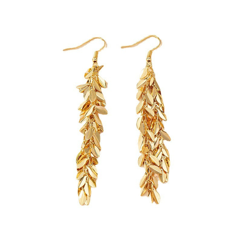 Alloy Leaf-shaped Earring Light Luxury Ins Advanced Sense