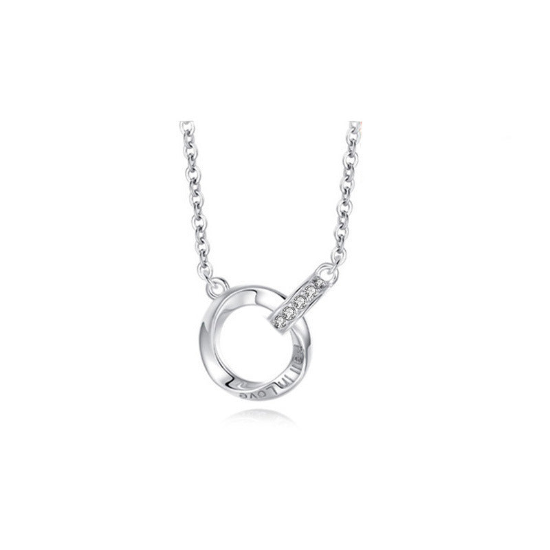 Sterling Silver Mobius Double Ring Necklace Couples