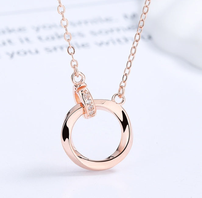 Sterling Silver Mobius Double Ring Necklace Couples